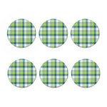 Lime And Blue Madras Plaid Print Coaster Set