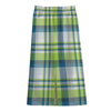 Lime And Blue Madras Plaid Print Cotton Front Slit Maxi Skirt