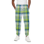 Lime And Blue Madras Plaid Print Cotton Pants