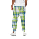 Lime And Blue Madras Plaid Print Cotton Pants