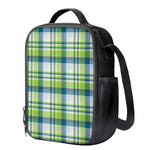 Lime And Blue Madras Plaid Print Crossbody Lunch Bag