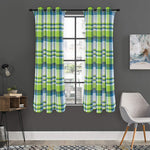 Lime And Blue Madras Plaid Print Curtain