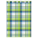 Lime And Blue Madras Plaid Print Curtain