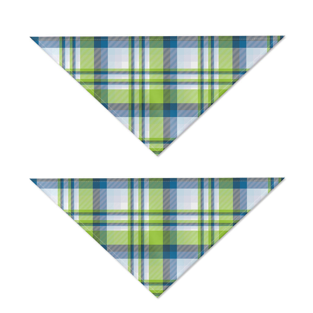 Lime And Blue Madras Plaid Print Dog Bandana