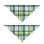 Lime And Blue Madras Plaid Print Dog Bandana