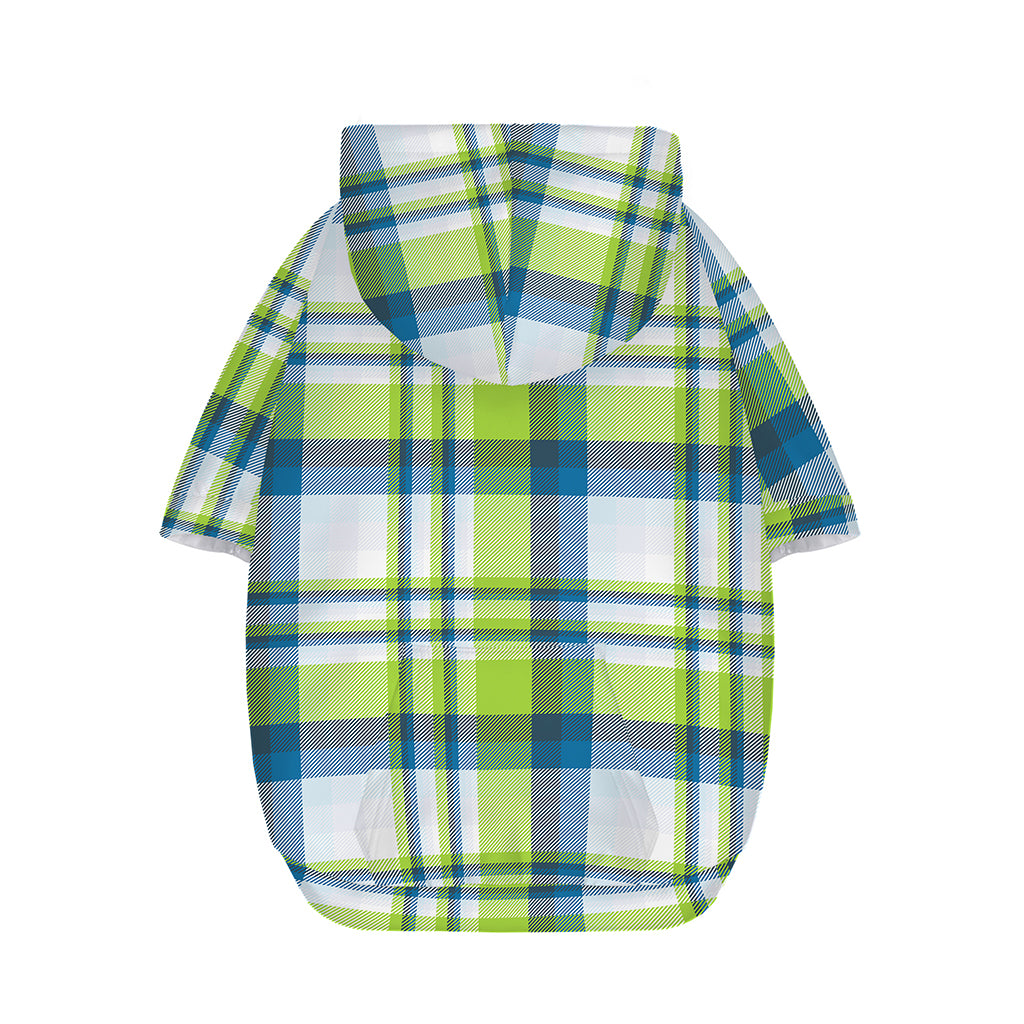 Lime And Blue Madras Plaid Print Dog Zip Up Hoodie