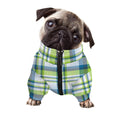Lime And Blue Madras Plaid Print Dog Zip Up Jacket