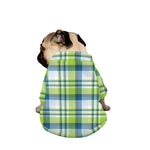 Lime And Blue Madras Plaid Print Dog Zip Up Jacket