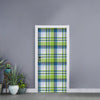 Lime And Blue Madras Plaid Print Door Sticker