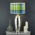 Lime And Blue Madras Plaid Print Drum Lamp Shade