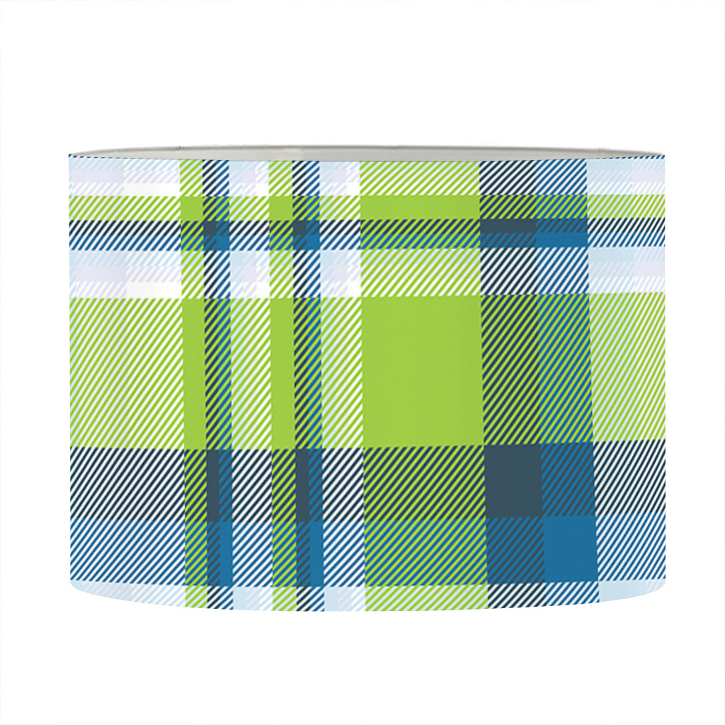 Lime And Blue Madras Plaid Print Drum Lamp Shade