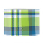Lime And Blue Madras Plaid Print Drum Lamp Shade