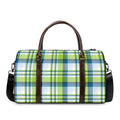 Lime And Blue Madras Plaid Print Duffel Bag