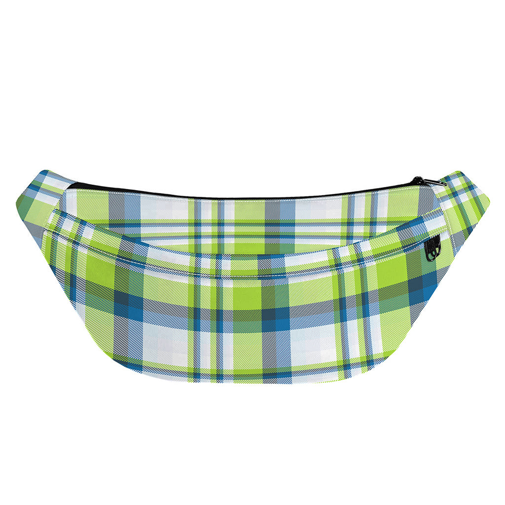 Lime And Blue Madras Plaid Print Fanny Pack