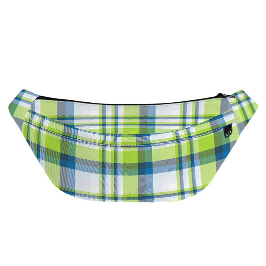 Lime And Blue Madras Plaid Print Fanny Pack