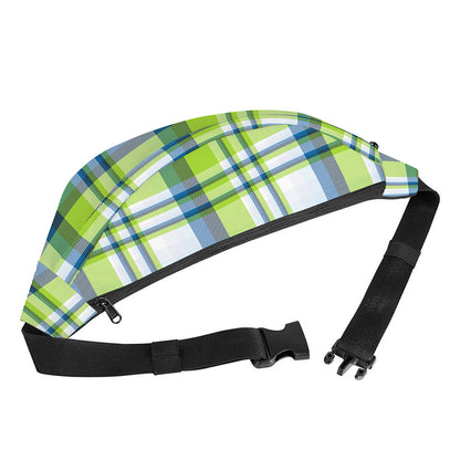 Lime And Blue Madras Plaid Print Fanny Pack