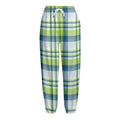 Lime And Blue Madras Plaid Print Fleece Lined Knit Pants