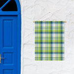 Lime And Blue Madras Plaid Print Garden Flag