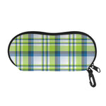 Lime And Blue Madras Plaid Print Glasses Case
