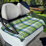 Lime And Blue Madras Plaid Print Golf Cart Seat Cover