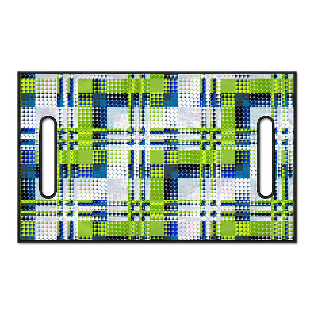 Lime And Blue Madras Plaid Print Golf Cart Seat Cover