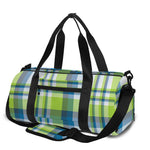 Lime And Blue Madras Plaid Print Gym Bag