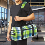 Lime And Blue Madras Plaid Print Gym Bag