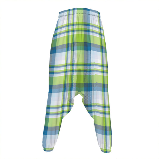 Lime And Blue Madras Plaid Print Hammer Pants
