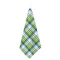 Lime And Blue Madras Plaid Print Hand Towel