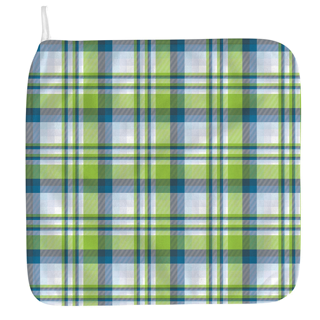 Lime And Blue Madras Plaid Print Hand Towel