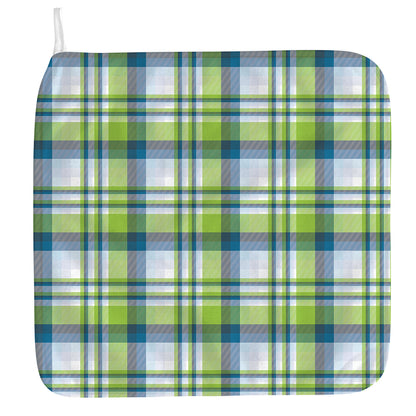 Lime And Blue Madras Plaid Print Hand Towel