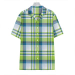 Lime And Blue Madras Plaid Print Hawaiian Shirt