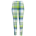 Lime And Blue Madras Plaid Print High-Waisted Pocket Leggings
