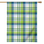 Lime And Blue Madras Plaid Print House Flag