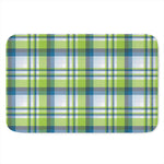 Lime And Blue Madras Plaid Print Indoor Door Mat