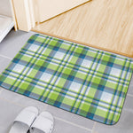 Lime And Blue Madras Plaid Print Indoor Door Mat