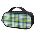 Lime And Blue Madras Plaid Print Portable Cooler Travel Case