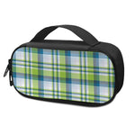 Lime And Blue Madras Plaid Print Insulin Cooler Travel Case