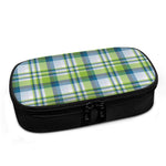 Lime And Blue Madras Plaid Print Insulin Cooler Travel Case