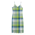 Lime And Blue Madras Plaid Print Jersey Midi Cami Dress