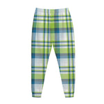 Lime And Blue Madras Plaid Print Jogger Pants