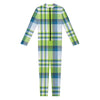 Lime And Blue Madras Plaid Print Jumpsuit