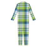 Lime And Blue Madras Plaid Print Jumpsuit