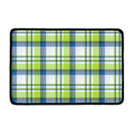 Lime And Blue Madras Plaid Print Kitchen Mat