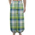 Lime And Blue Madras Plaid Print Lantern Pants