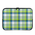 Lime And Blue Madras Plaid Print Laptop Sleeve