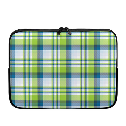 Lime And Blue Madras Plaid Print Laptop Sleeve