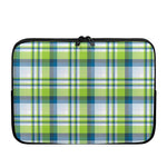 Lime And Blue Madras Plaid Print Laptop Sleeve
