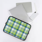 Lime And Blue Madras Plaid Print Laptop Sleeve