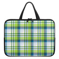Lime And Blue Madras Plaid Print Laptop Sleeve With Handle